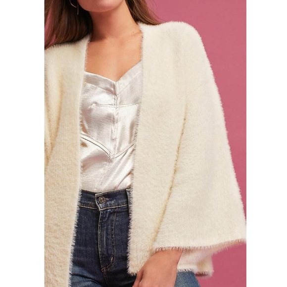 Anthropologie Sleeping On Snow Cozy Night Fuzzy Bell Sleeve Cardigan - Picture 2 of 5